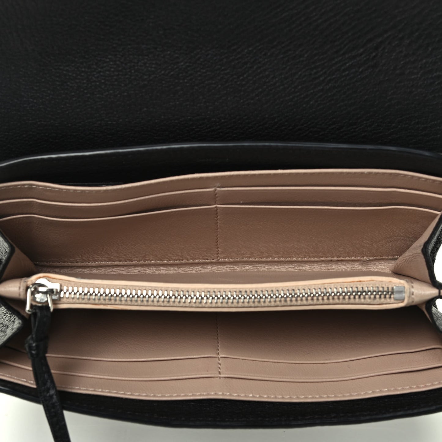 Grained Lambskin Drew Long Wallet with Flap Black