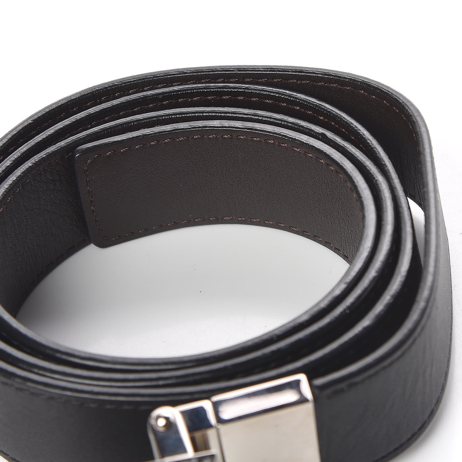 Louis Vuitton Calfskin 30mm Reversible Belt 90 36 Black Dark Brown 8 of 9