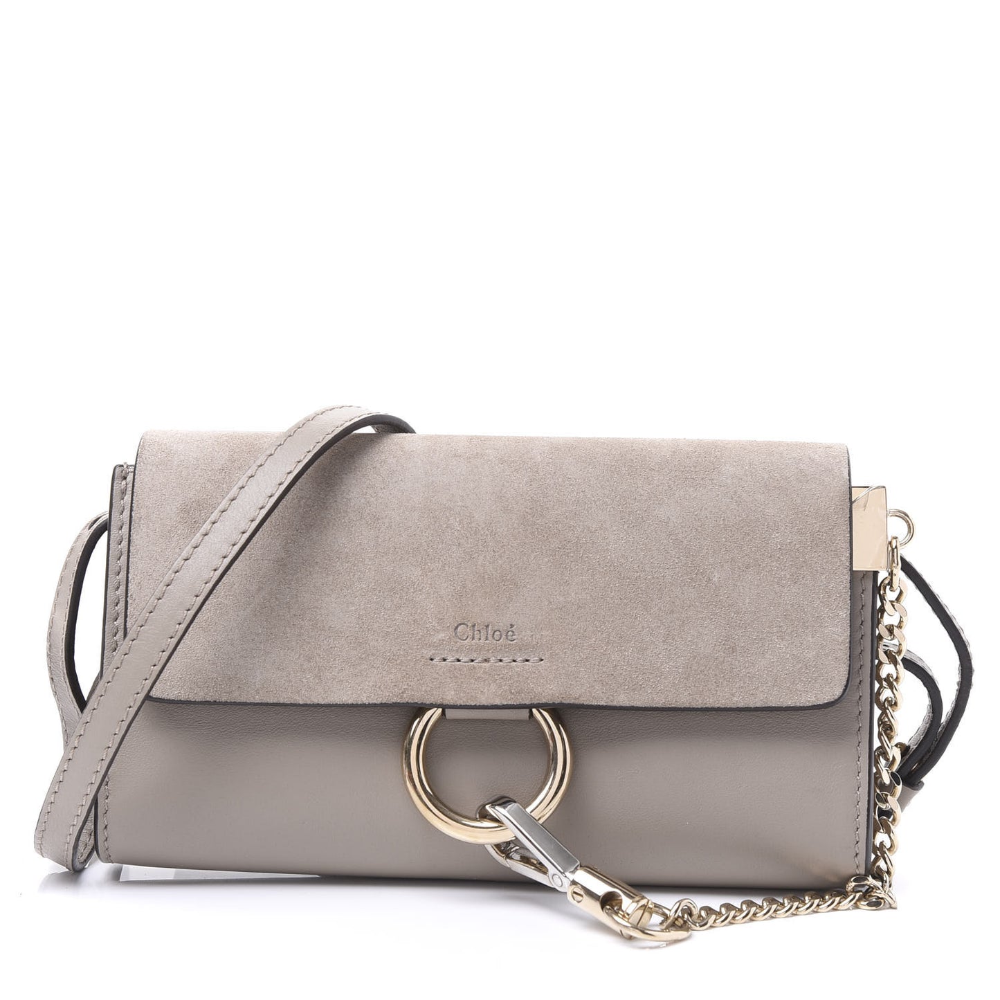 Suede Calfskin Mini Faye Shoulder Bag Motty Grey