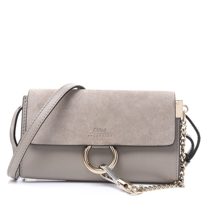 Chloe Suede Calfskin Mini Faye Shoulder Bag Motty Grey 1 of 10