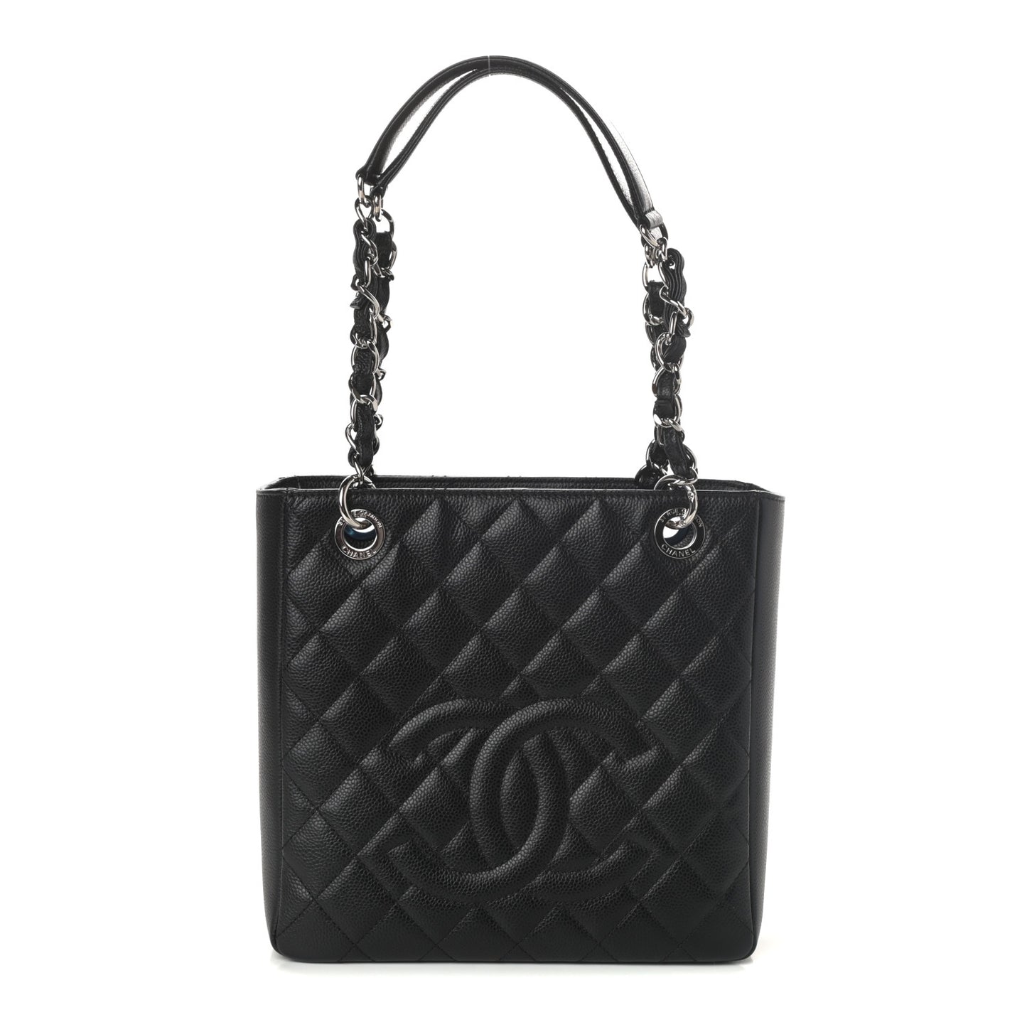 Caviar Quilted Petit Shopping Tote PST Black