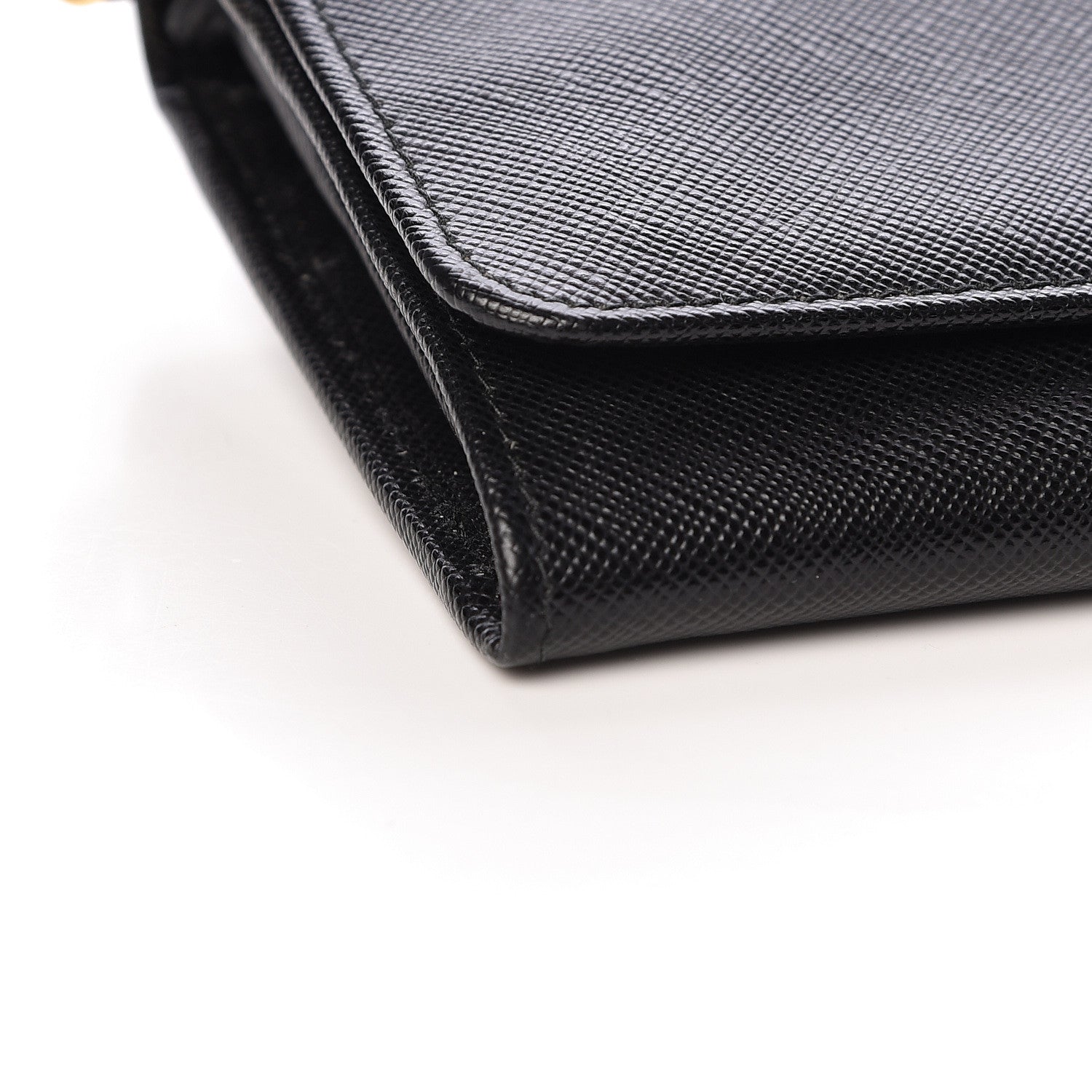 Prada Saffiano Metal Oro Chain Wallet Black 9 of 11