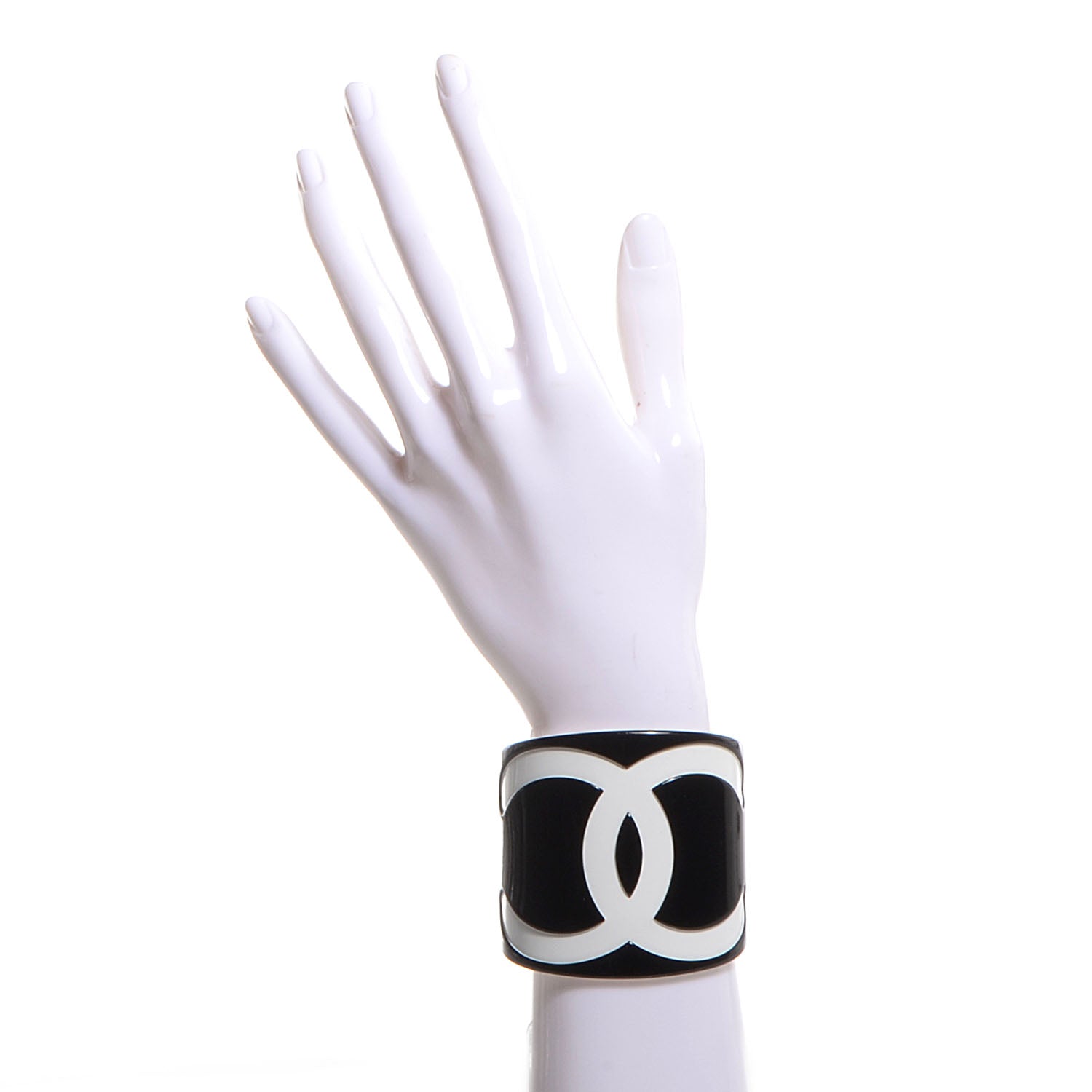 Chanel Resin CC Cuff Black White 2 of 4