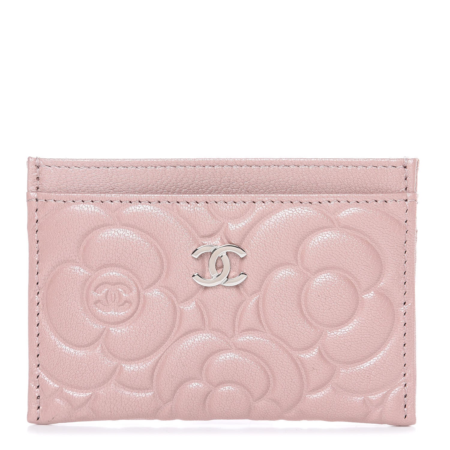 Chanel Goatskin Camellia Embossed Card Holder Light Pink 1 of 9