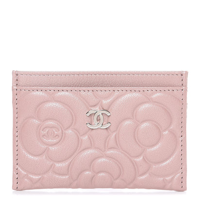 Chanel Goatskin Camellia Embossed Card Holder Light Pink 1 of 9
