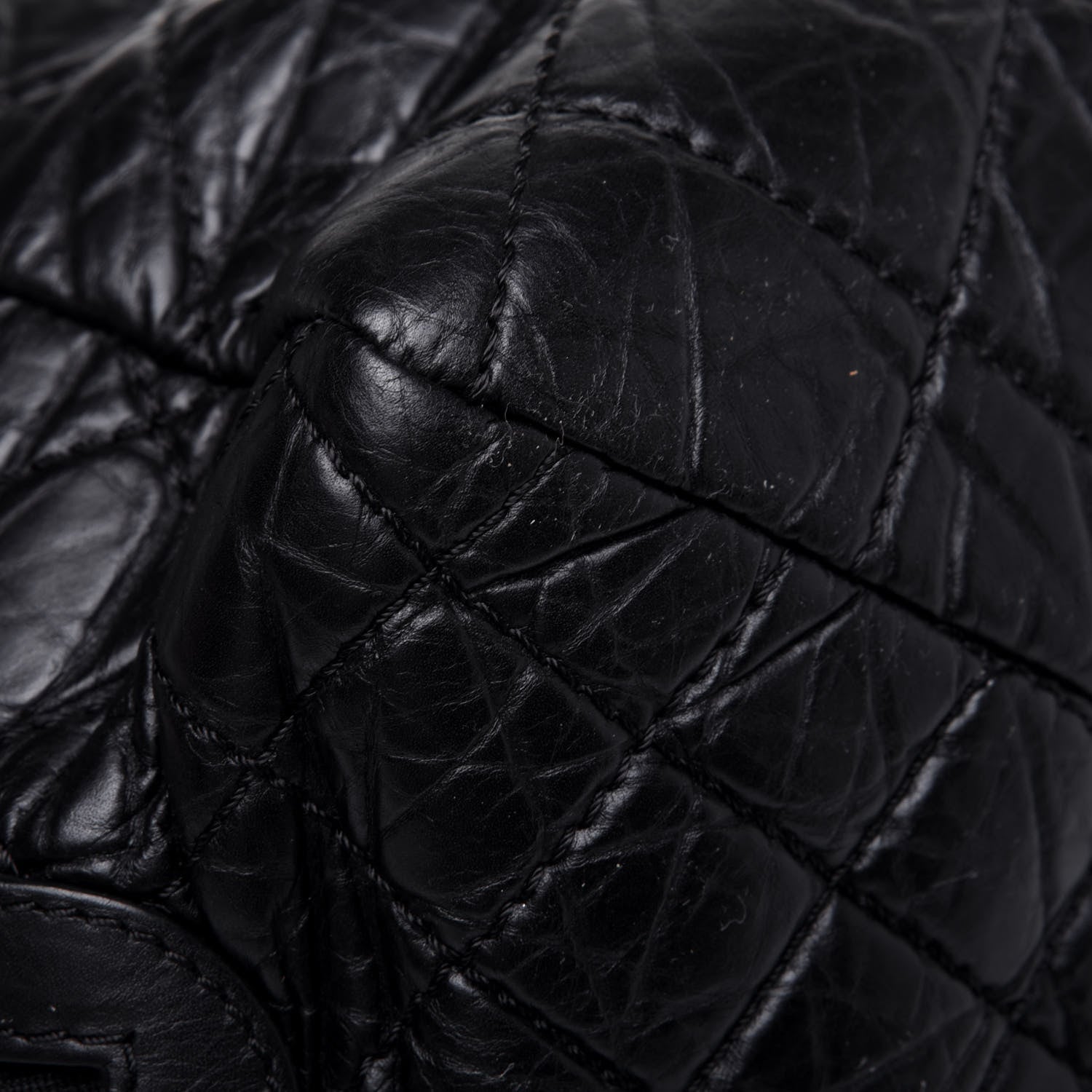Chanel Aged Calfskin Quilted Large Secret Tag Bowling Bag Black 17 of 27