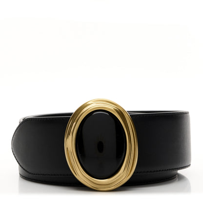 Saint Laurent Calfskin Cabochon Belt 80 32 Black 1 of 5