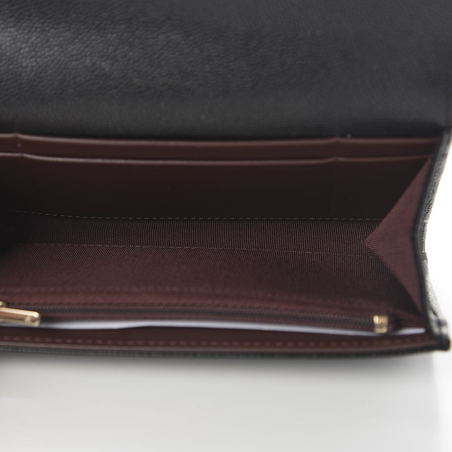 Caviar Quilted Medium Gusset Flap Wallet Black