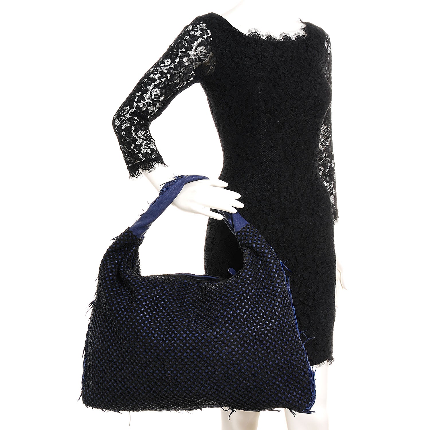 Bottega Veneta Nappa Silk Mini Ponza Devore Fuzzy Maxi Hobo Indigo 2 of 9