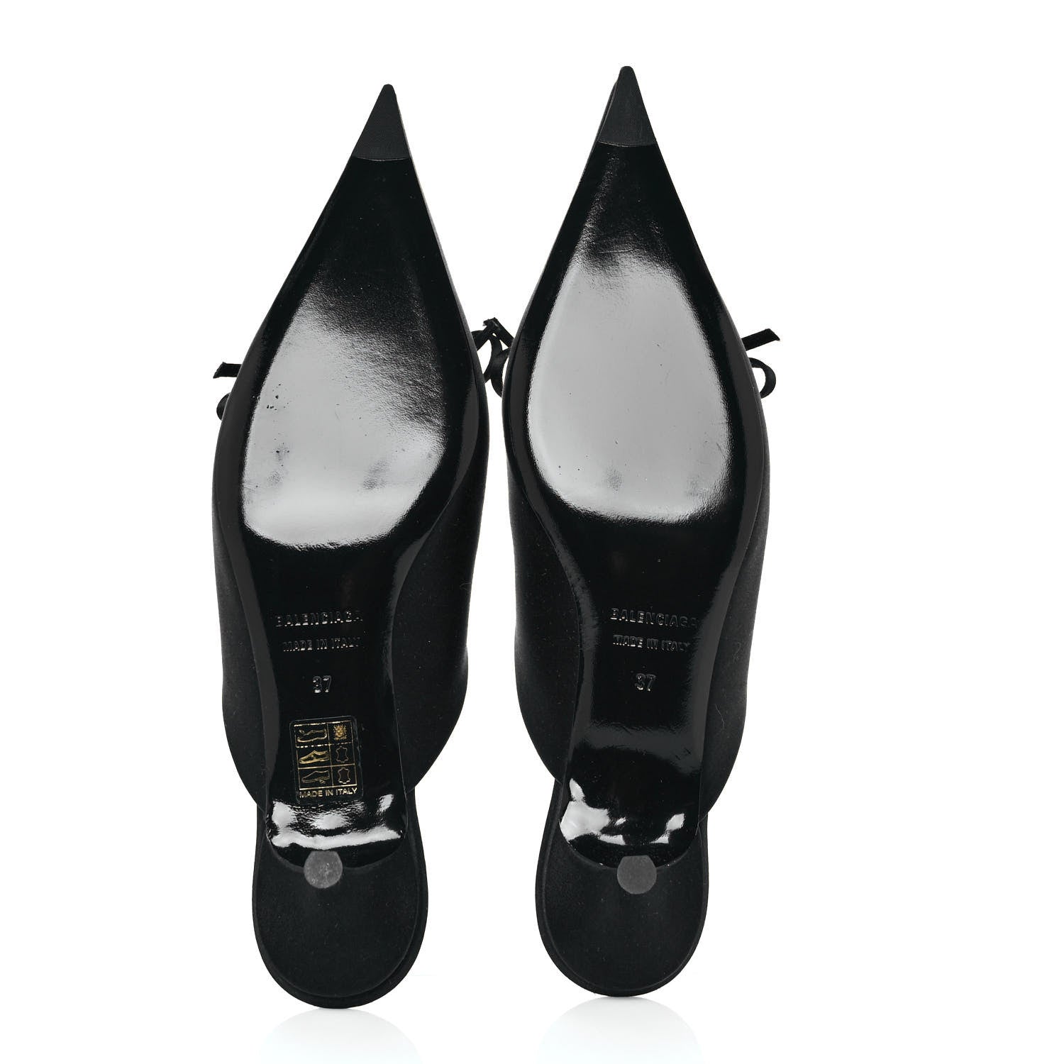 Balenciaga Satin Pointed Toe Knife 40mm Mules 37 Black 5 of 8