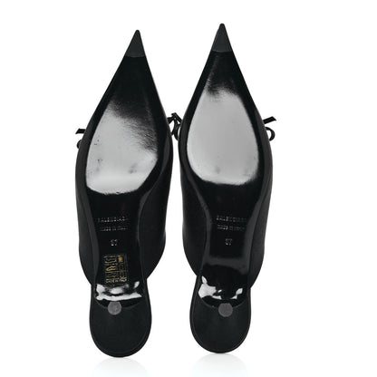 Balenciaga Satin Pointed Toe Knife 40mm Mules 37 Black 5 of 8