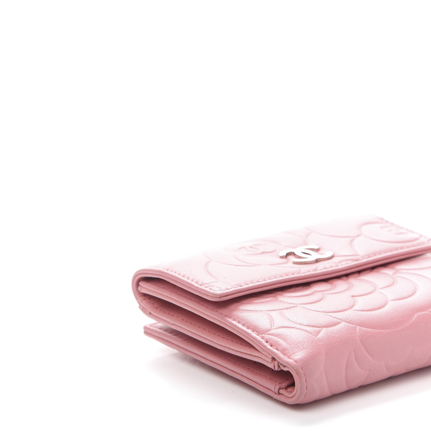 Chanel Lambskin Embossed Camellia French Wallet Pink 7 of 10