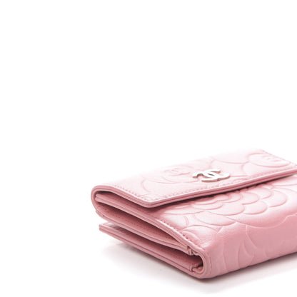 Chanel Lambskin Embossed Camellia French Wallet Pink 7 of 10
