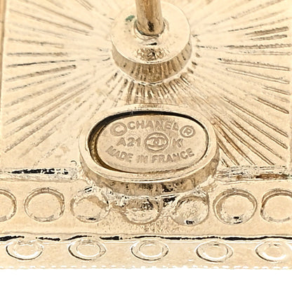 Chanel Crystal CC Square Earrings Gold 4 of 4