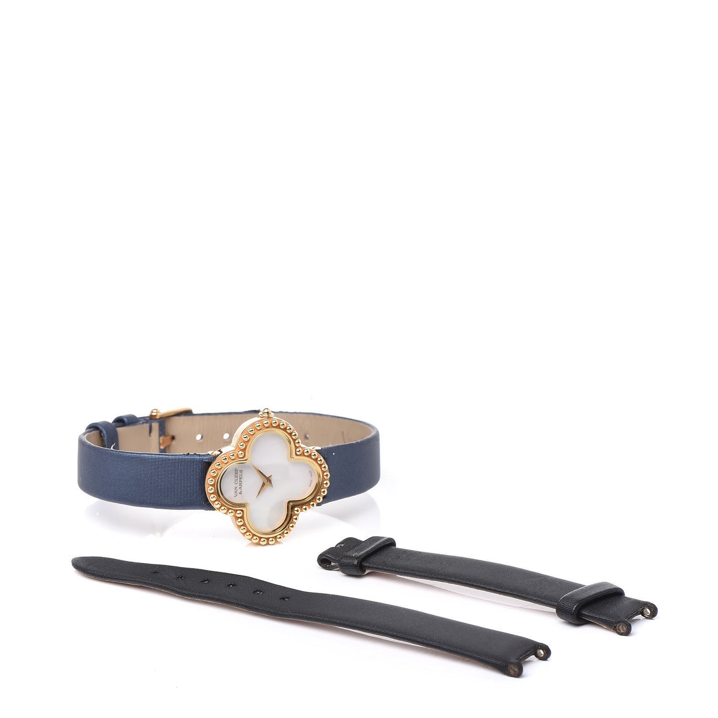 18K Yellow Gold Satin Mother of Pearl 26mm Alhambra Quartz Watch