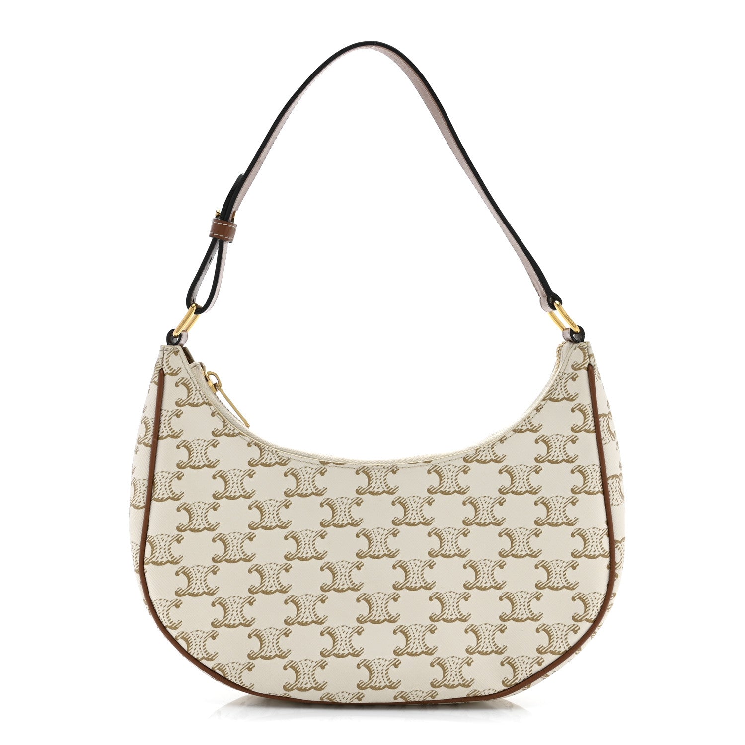 Celine Canvas Calfskin Ava Triomphe Shoulder Bag White 1 of 12