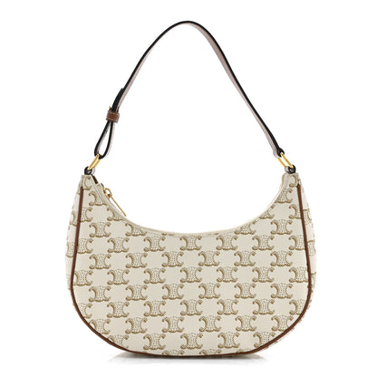 Celine Canvas Calfskin Ava Triomphe Shoulder Bag White 1 of 12