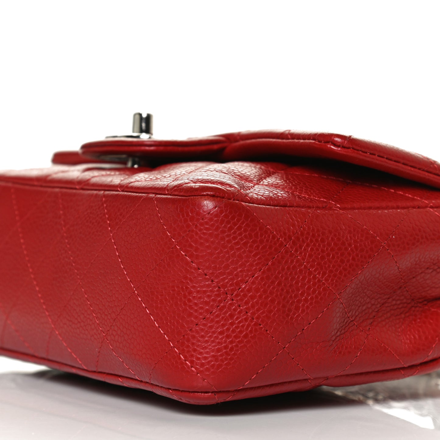 Caviar Quilted Mini Rectangular Flap Red