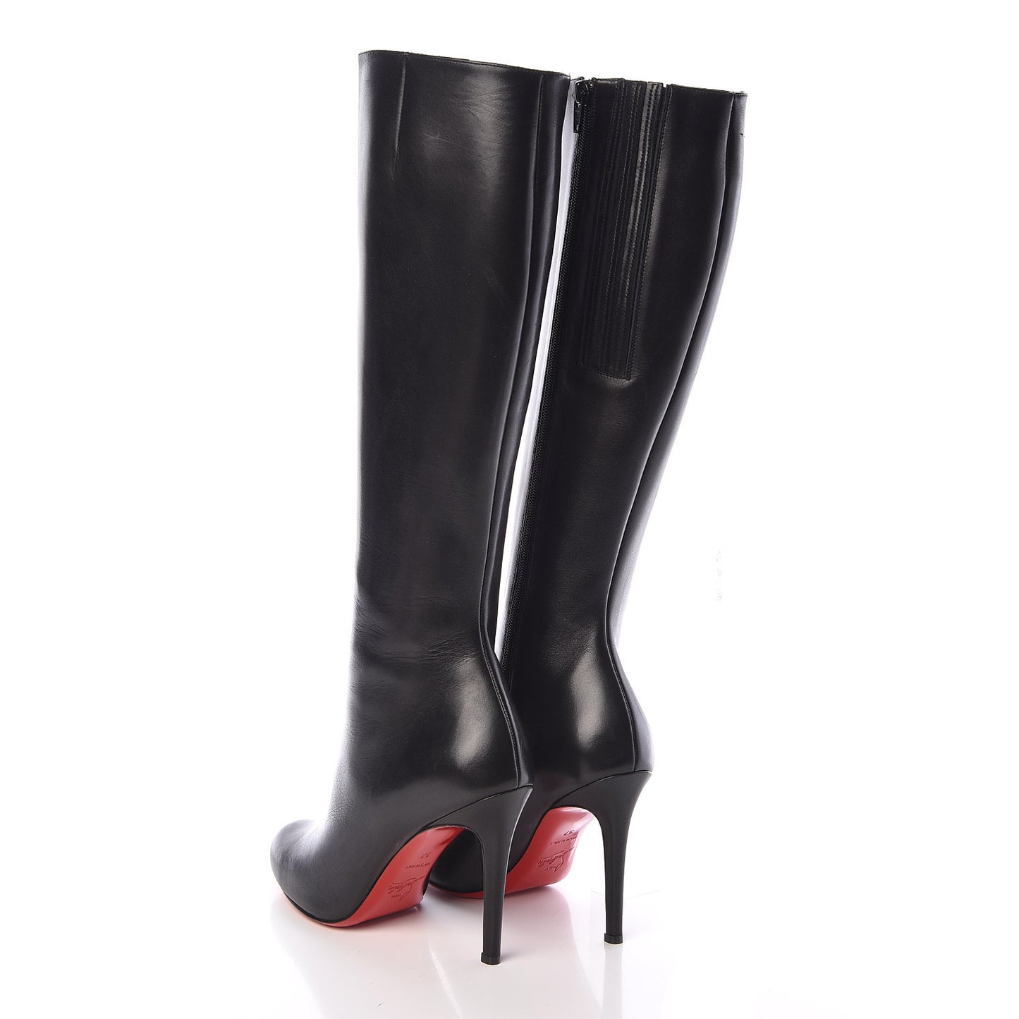 Calfskin Simple Botta 100 Knee Boots 37 Black