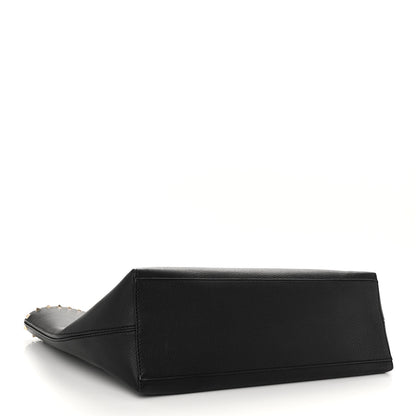 Valentino Garavani Grained Calfskin Rockstud Shoulder Tote Black 4 of 9