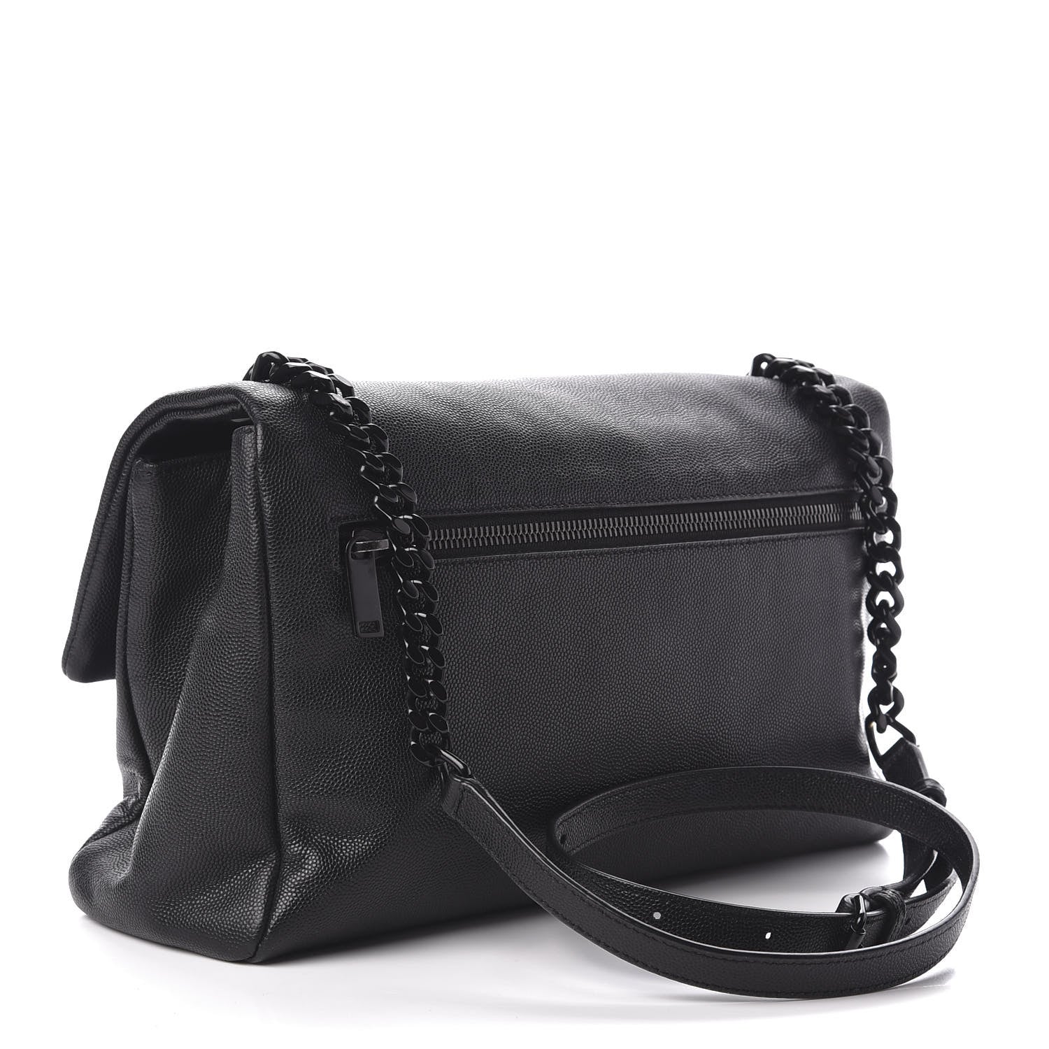 Saint Laurent Grain De Poudre Medium West Hollywood Monogram Fold-Over Black 3 of 13