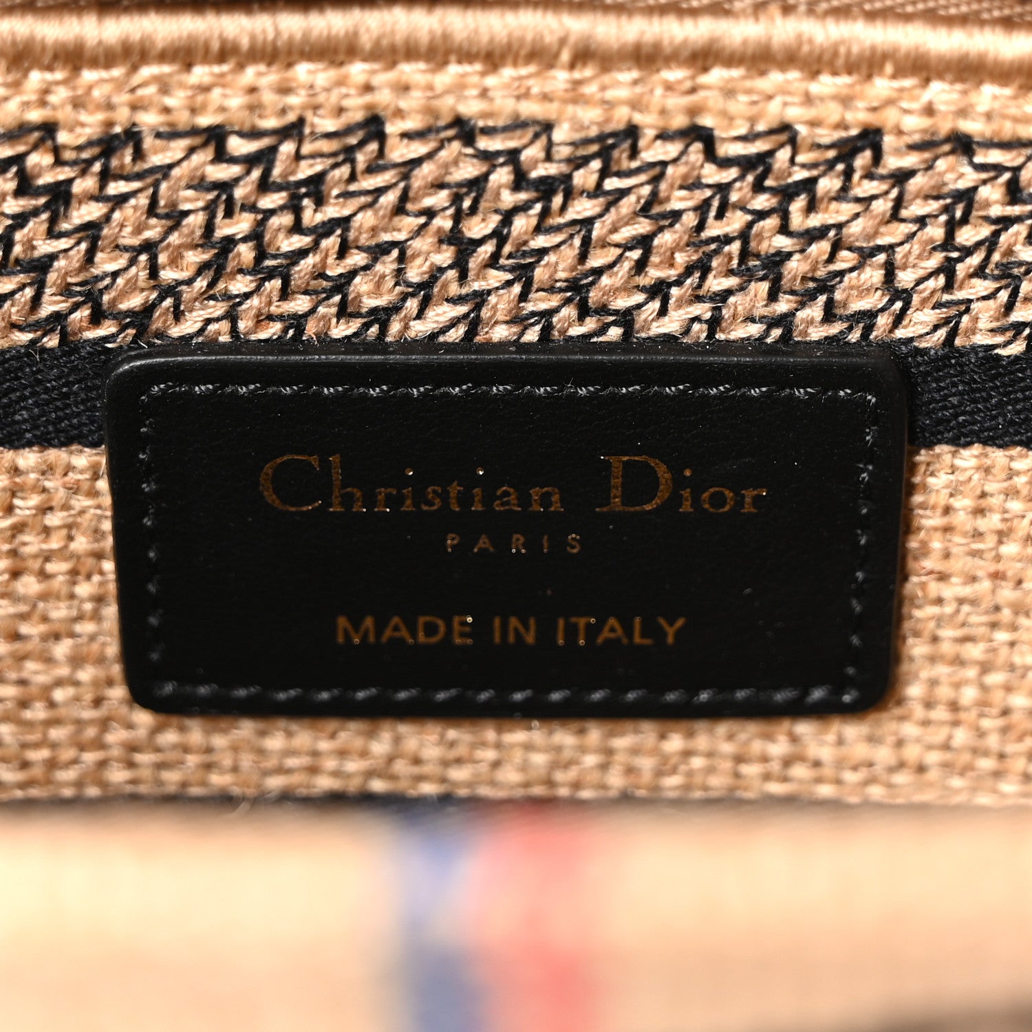 Christian Dior Canvas Jute Embroidered Medium Lady D-Lite Beige Multicolor 6 of 10