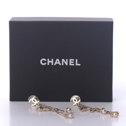 Chanel Pearl CC Drop Earrings Silver 5 of 5