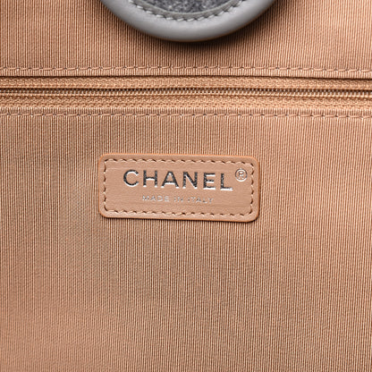 Chanel Wool Felt Large Deauville Tote Grey Beige 5 of 9
