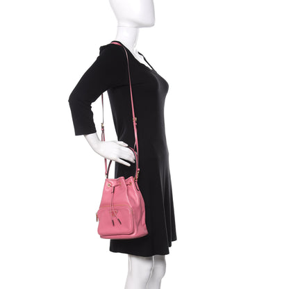 Prada Soft Calfskin Saffiano Mini Bucket Crossbody Bag Peonia 2 of 13