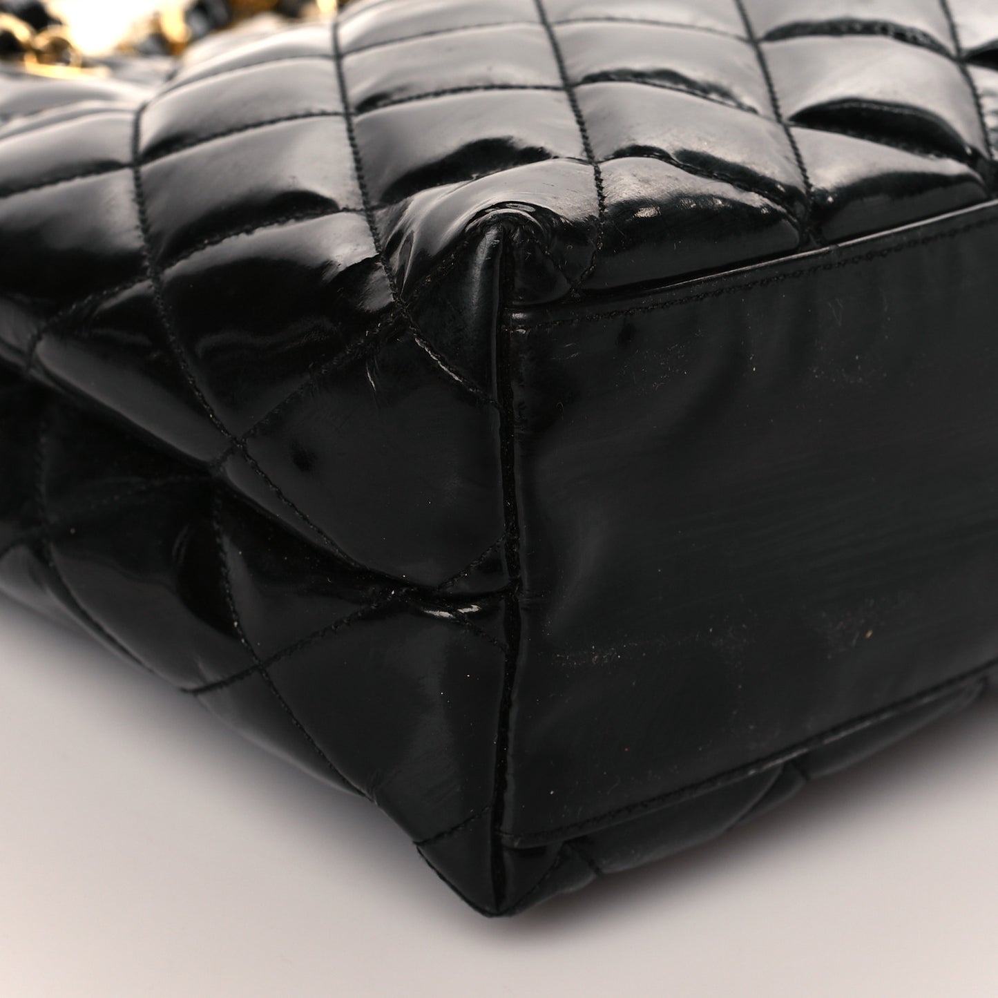 Patent Quilted Tote Black