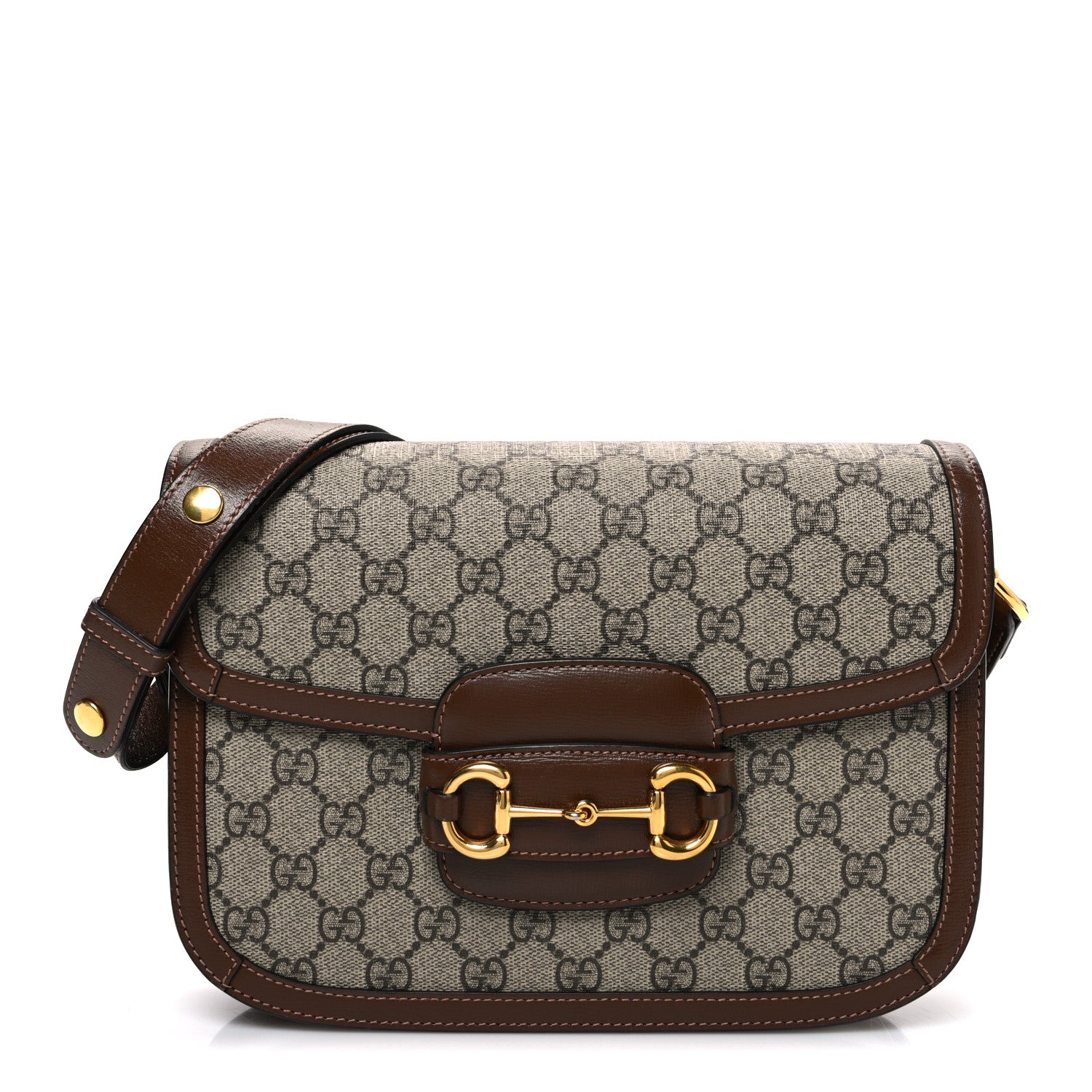 Gucci GG Supreme Monogram Horsebit 1955 Shoulder Bag Beige Brown Sugar 1 of 10