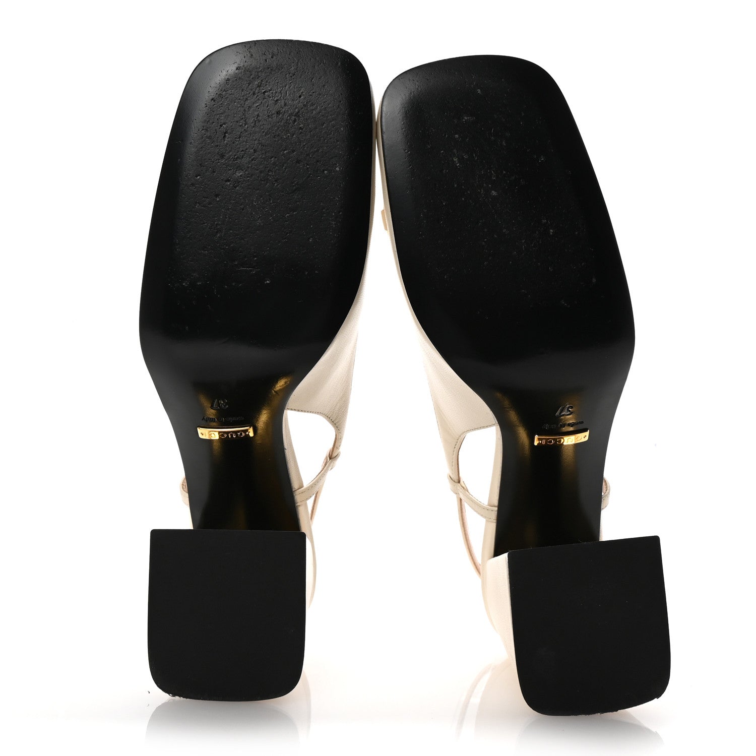 Gucci Malaga Kid Horsebit 75mm Slingback Pumps 37 Mystic White 6 of 9