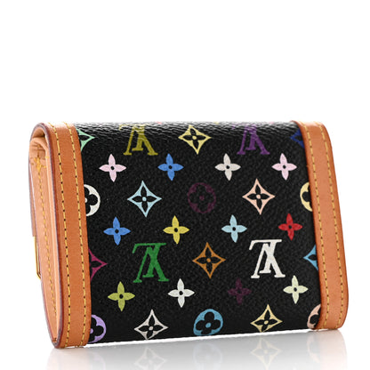 Louis Vuitton Monogram Multicolor Porte-Monnaie Plat Coin Purse Black 3 of 7