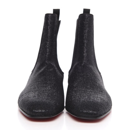 Christian Louboutin Calfskin Glitter Wet Mens Roadie Orlato Flat Chelsea Boots 45 Black 2 of 6