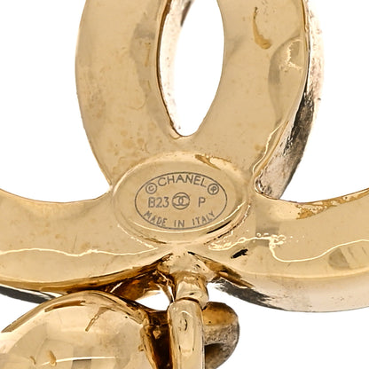 Chanel Metal Crystal CC Heart Drop Earrings Gold 4 of 5