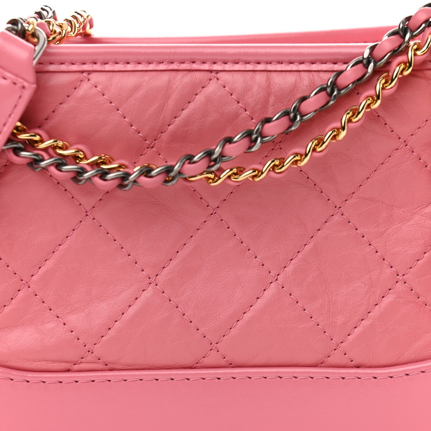 Chanel Aged Calfskin Quilted Small Gabrielle Logo Hobo Rose 8 of 11