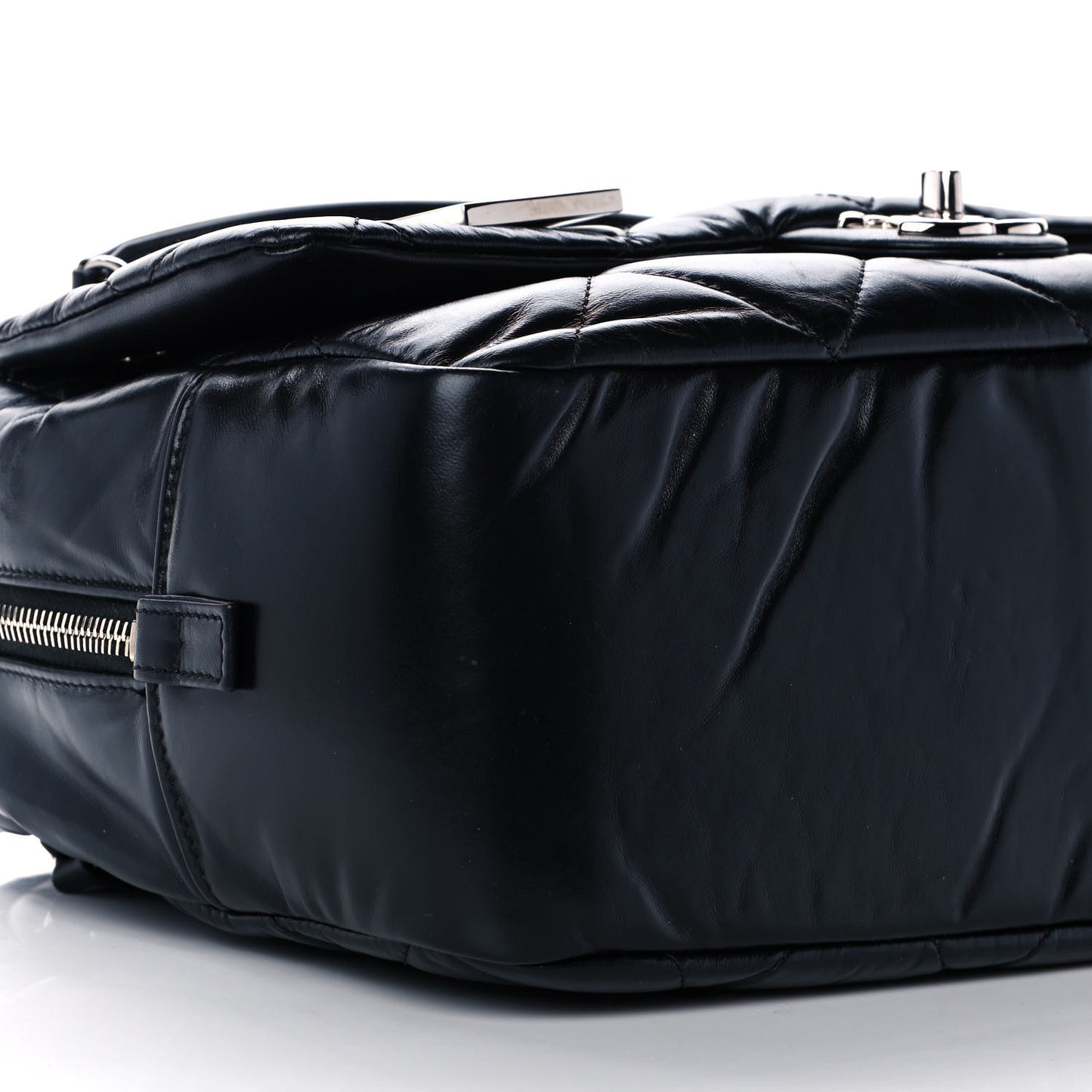 Aged Calfskin Quilted Small Express Bowling Bag Black