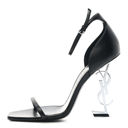 Saint Laurent Calfskin Opyum 110 Sandals 40.5 Black Silver 1 of 11
