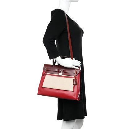 Hermes Toile H Berline Vache Hunter Herbag Zip PM 31 Rouge Piment Ecru 2 of 14