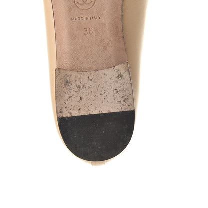 Chanel Lambskin Cap Toe CC Ballerina Flats 36 Beige Black 14 of 18
