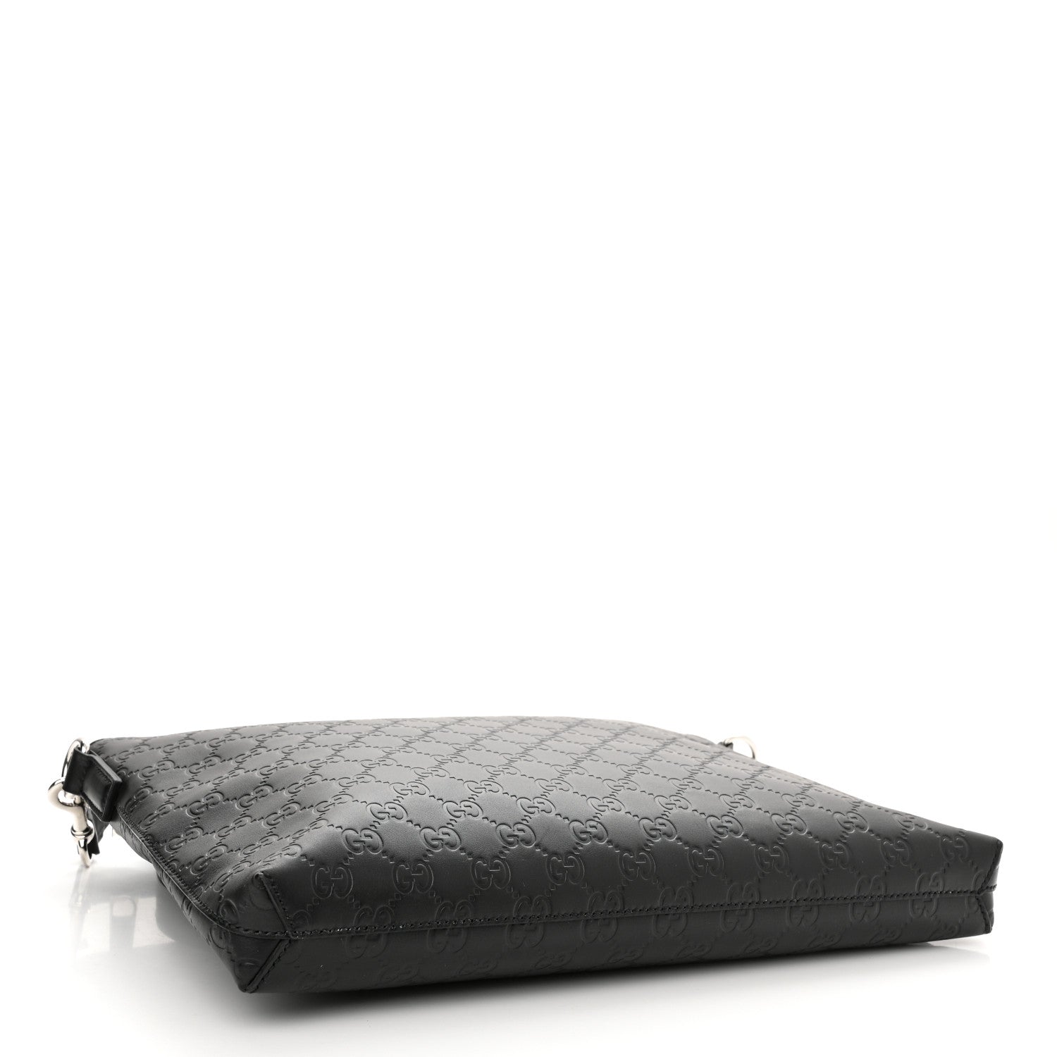 Gucci Guccissima Medium Flat Messenger Bag Black 4 of 9