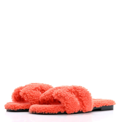 Hermes Woolskin Oran Sandals 37 Orange 4 of 9