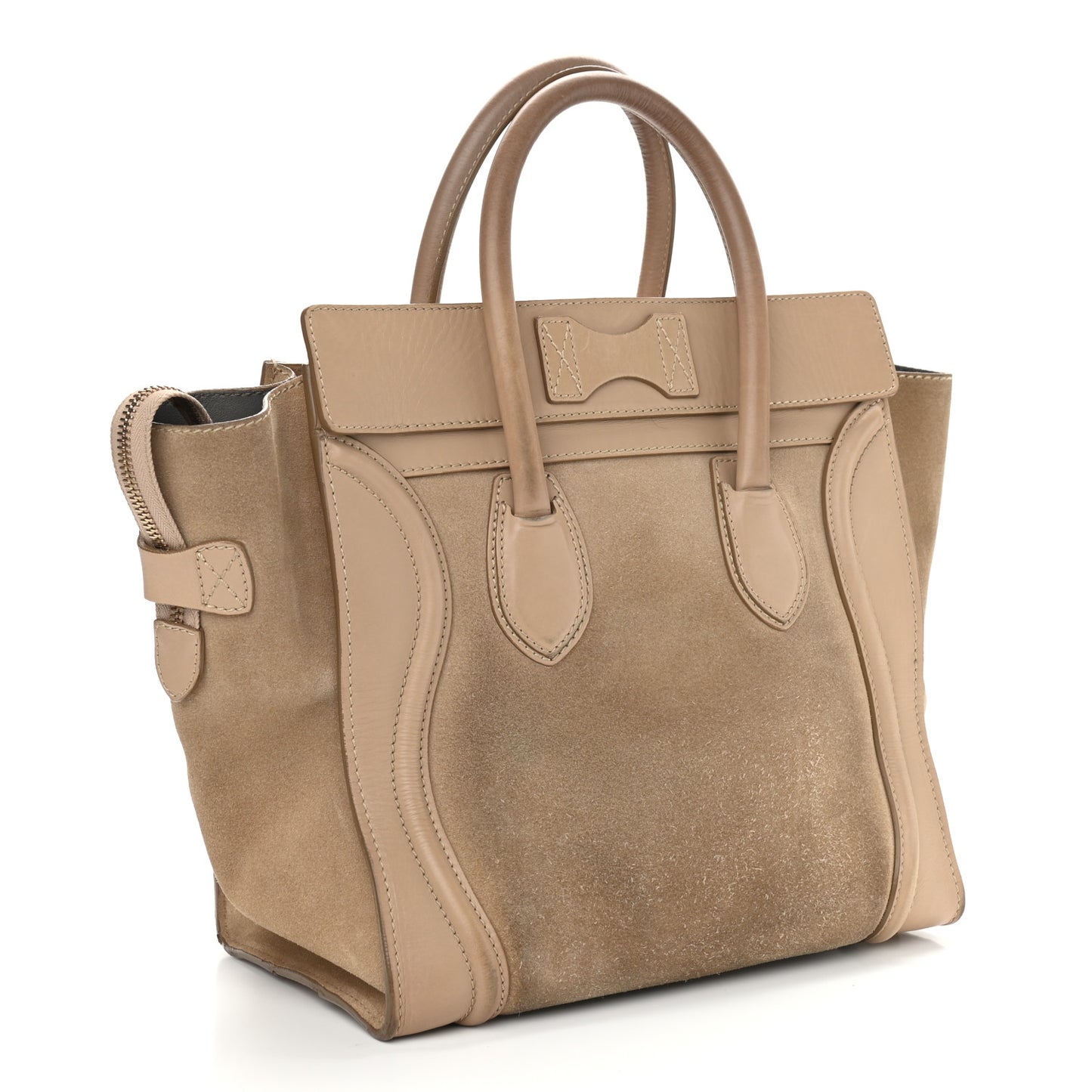 Smooth Calfskin Suede Mini Luggage Camel