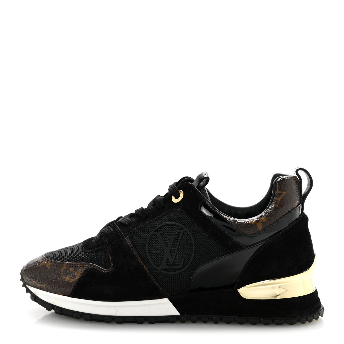 Suede Calfskin Recycled Monogram Nylon Run Away Sneakers 38 Black