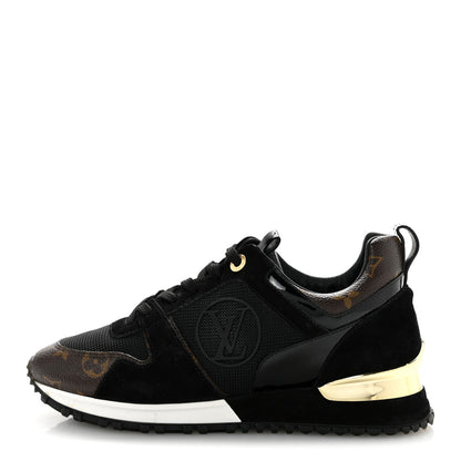 Louis Vuitton Suede Calfskin Recycled Monogram Nylon Run Away Sneakers 38 Black 1 of 10