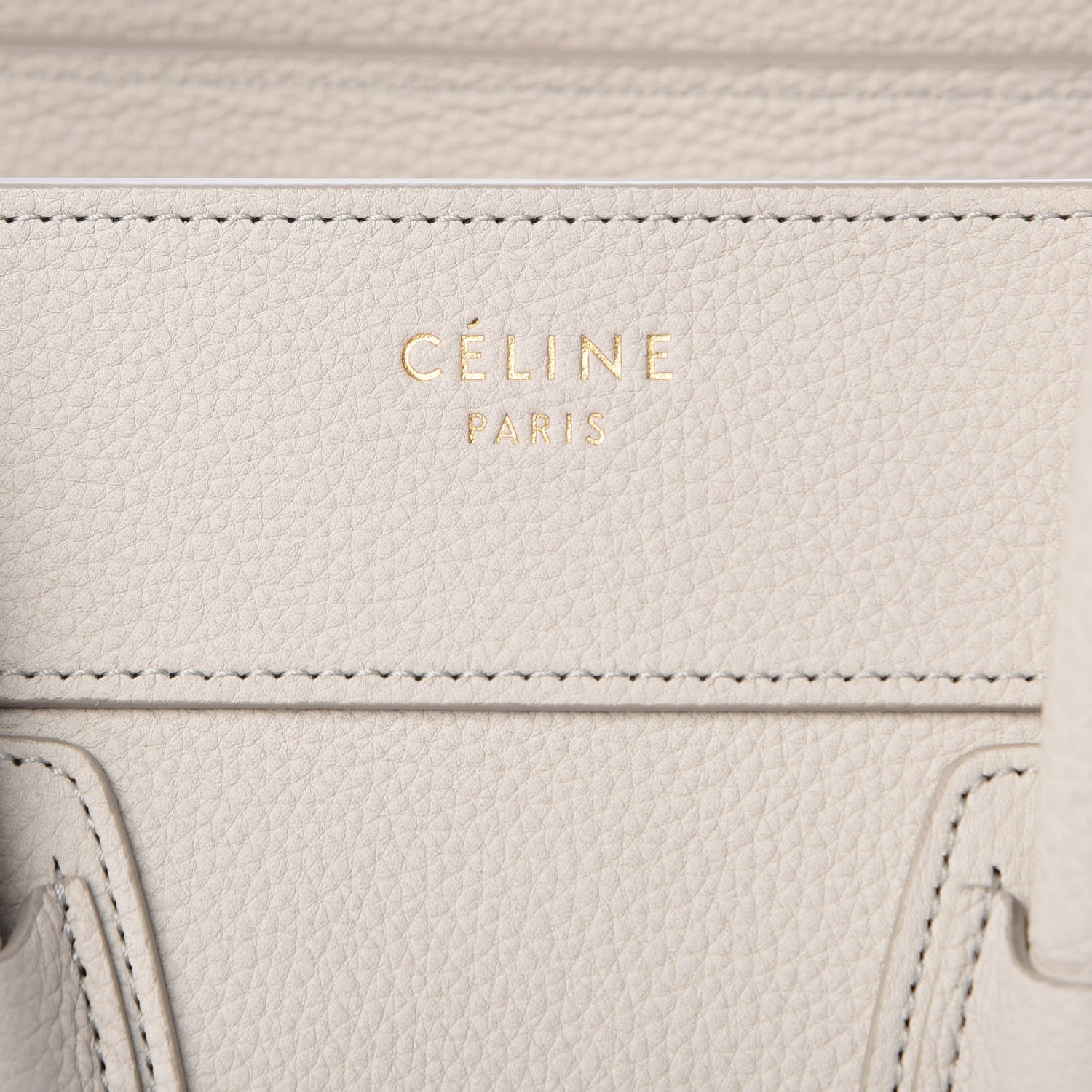 Celine Drummed Calfskin Micro Luggage Chalk 6 of 10
