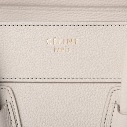 Celine Drummed Calfskin Micro Luggage Chalk 6 of 10