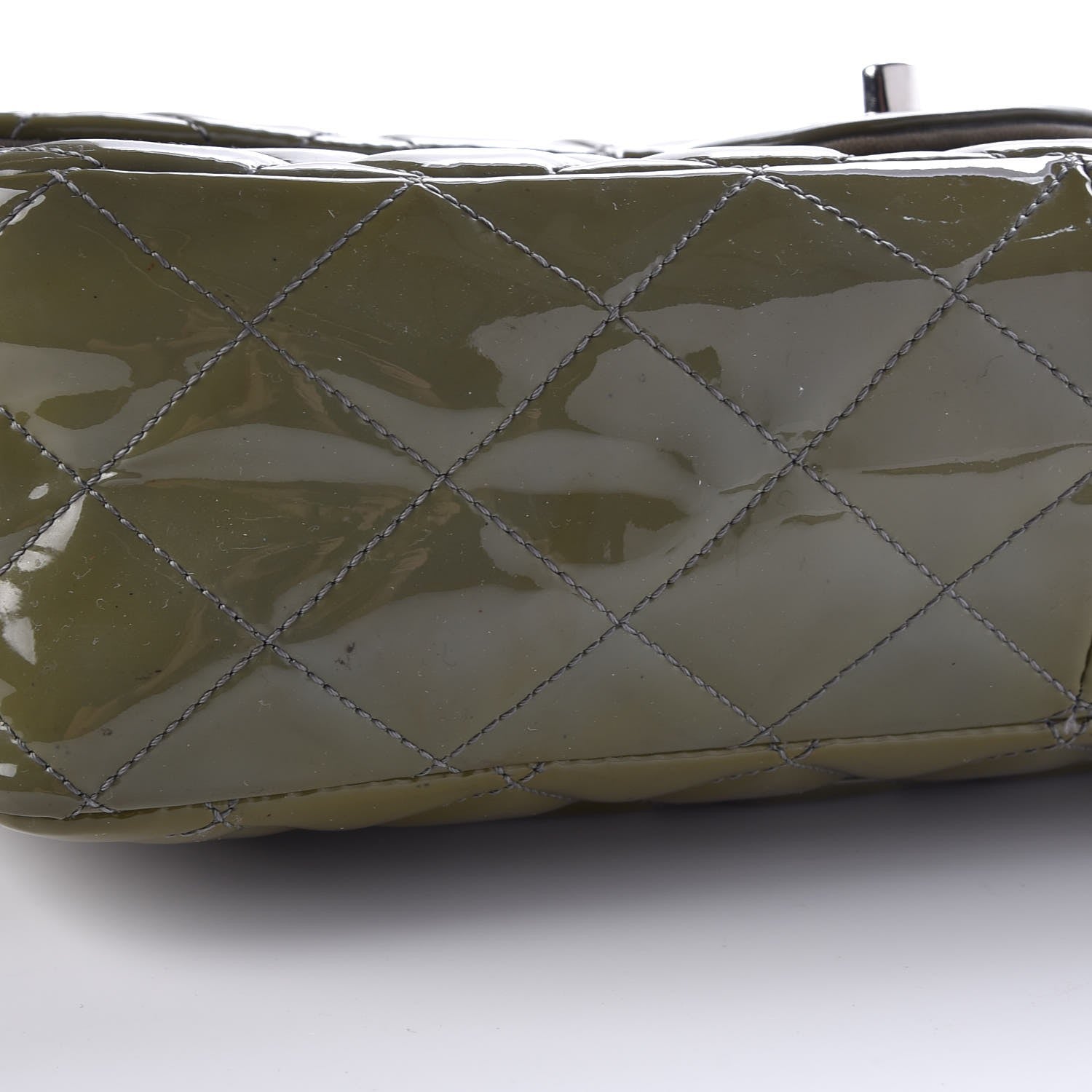 Chanel Patent Quilted Jumbo Single Flap Green 10 of 12