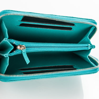 Chanel Caviar Quilted Small Zip Around Wallet Turquoise 5 of 7
