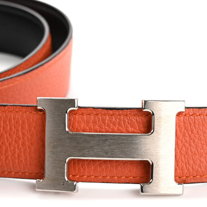 Hermes Box Togo 32mm H Belt 90 36 Black Orange 7 of 11